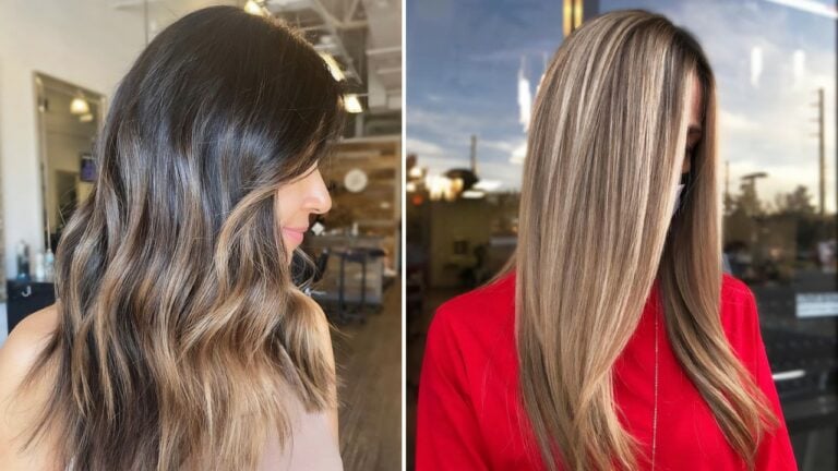 Left is Balayage ||| Right is Highlights