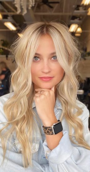 Long Blonde Hair with Wavy Curls