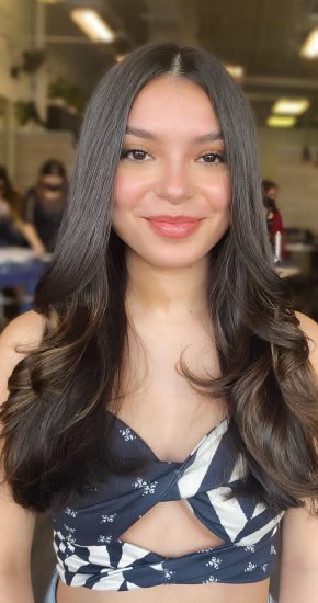 Long Brunette Bonding Hair Extensions with Lowlights Long Brunette Bonding Hair Extensions with Lowlights