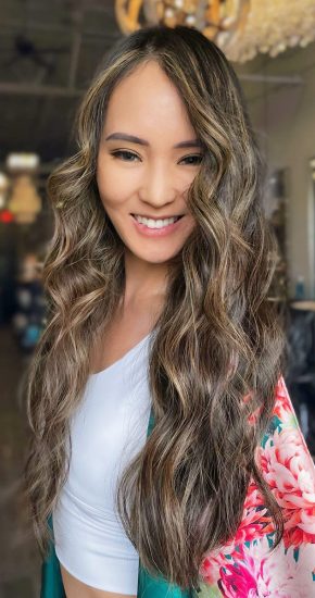 Long Weft Hair Extensions with Balayage Highlights Long Weft Hair Extensions with Balayage Highlights