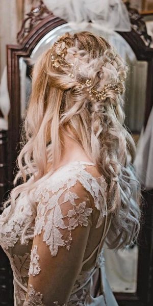 blonde braids wedding updo styling